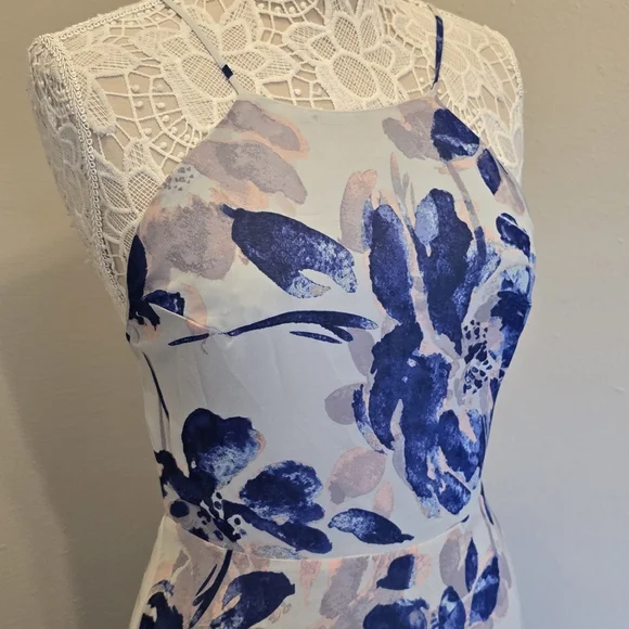 NEW Lulus All I Need Grey Floral Print Lace Up Maxi Dress - Picture 6 of 12